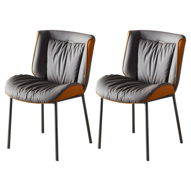 Indoor Industrial Side Chair Solid Back Metal Upholstered Dining Room Chair Gray-Orange 2 Piece Set Gray Clearhalo ' kitchen&dining_furn' 'Dining Chairs' 'Dining Tables & Seating' 'dining_chair' 'furn' 'furn_dining_chair' 'Furniture' 'furniture_dining_chair' 'Kitchen & Dining Furniture' 'kitchen' 4118100