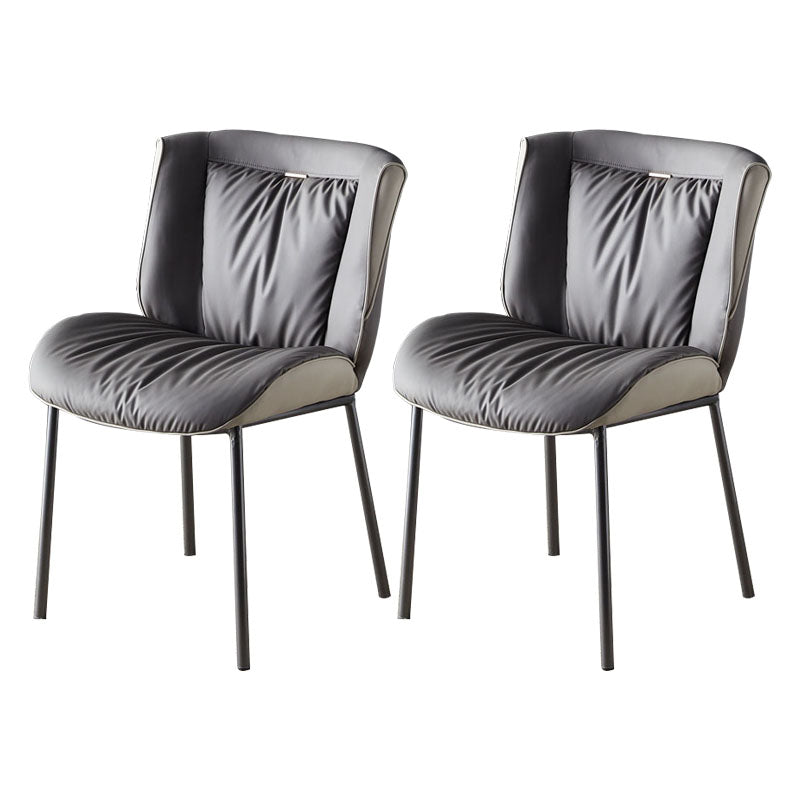 Indoor Industrial Side Chair Solid Back Metal Upholstered Dining Room Chair Dark Gray 2 Piece Set Gray Clearhalo ' kitchen&dining_furn' 'Dining Chairs' 'Dining Tables & Seating' 'dining_chair' 'furn' 'furn_dining_chair' 'Furniture' 'furniture_dining_chair' 'Kitchen & Dining Furniture' 'kitchen' 4118103