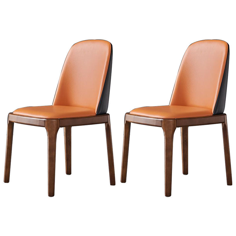 Industrial Ash Parsons Dining Chair Matte Finish Faux Leather Side Chair (Set of 2) Black-Orange Clearhalo ' kitchen&dining_furn' 'Dining Chairs' 'Dining Tables & Seating' 'dining_chair' 'furn' 'furn_dining_chair' 'Furniture' 'furniture_dining_chair' 'Kitchen & Dining Furniture' 'kitchen' 4118107