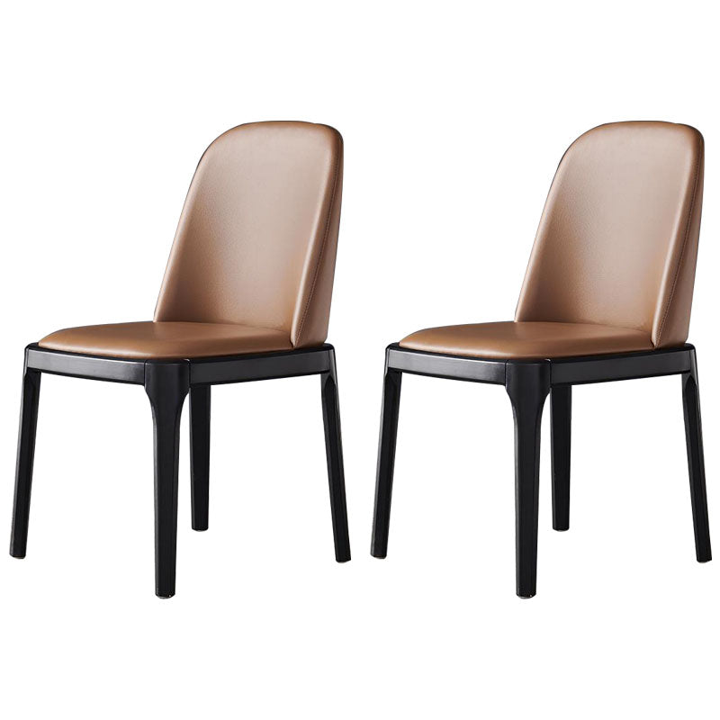 Industrial Ash Parsons Dining Chair Matte Finish Faux Leather Side Chair (Set of 2) Dark Coffee Clearhalo ' kitchen&dining_furn' 'Dining Chairs' 'Dining Tables & Seating' 'dining_chair' 'furn' 'furn_dining_chair' 'Furniture' 'furniture_dining_chair' 'Kitchen & Dining Furniture' 'kitchen' 4118111