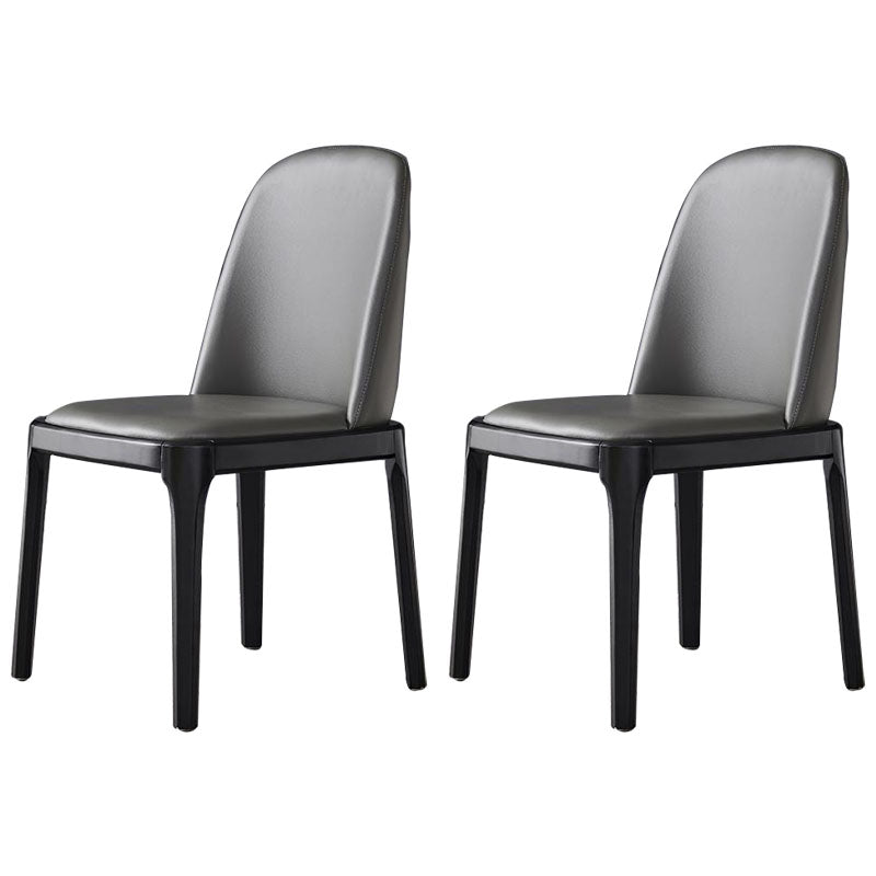 Industrial Ash Parsons Dining Chair Matte Finish Faux Leather Side Chair (Set of 2) Smoke Gray Clearhalo ' kitchen&dining_furn' 'Dining Chairs' 'Dining Tables & Seating' 'dining_chair' 'furn' 'furn_dining_chair' 'Furniture' 'furniture_dining_chair' 'Kitchen & Dining Furniture' 'kitchen' 4118112