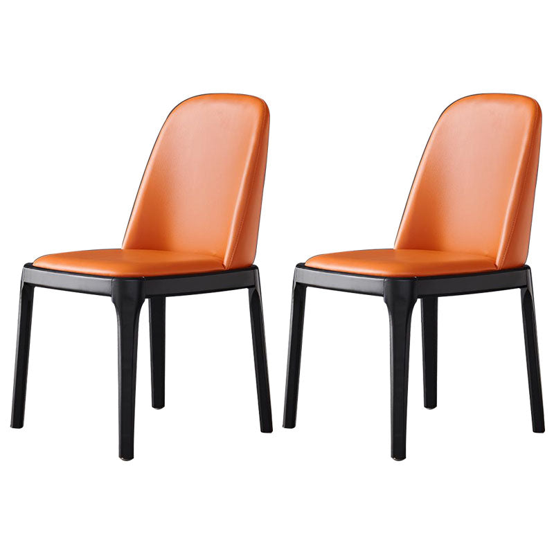 Industrial Ash Parsons Dining Chair Matte Finish Faux Leather Side Chair (Set of 2) Orange Clearhalo ' kitchen&dining_furn' 'Dining Chairs' 'Dining Tables & Seating' 'dining_chair' 'furn' 'furn_dining_chair' 'Furniture' 'furniture_dining_chair' 'Kitchen & Dining Furniture' 'kitchen' 4118126