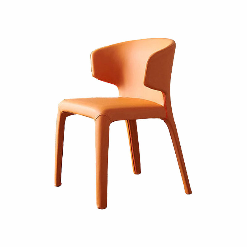 Designer Style Leather Arm Chair Matte Finish Solid Back Single Dining Chair Orange Clearhalo ' kitchen&dining_furn' 'Dining Chairs' 'Dining Tables & Seating' 'dining_chair' 'furn' 'furn_dining_chair' 'Furniture' 'furniture_dining_chair' 'Kitchen & Dining Furniture' 'kitchen' 4118129