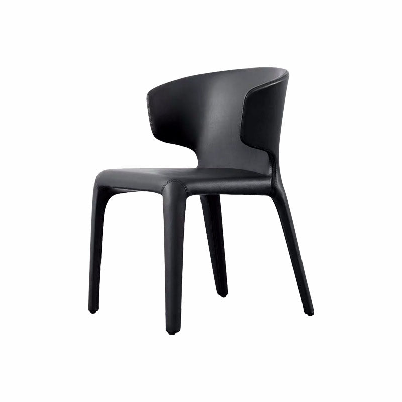 Designer Style Leather Arm Chair Matte Finish Solid Back Single Dining Chair Black Clearhalo ' kitchen&dining_furn' 'Dining Chairs' 'Dining Tables & Seating' 'dining_chair' 'furn' 'furn_dining_chair' 'Furniture' 'furniture_dining_chair' 'Kitchen & Dining Furniture' 'kitchen' 4118130