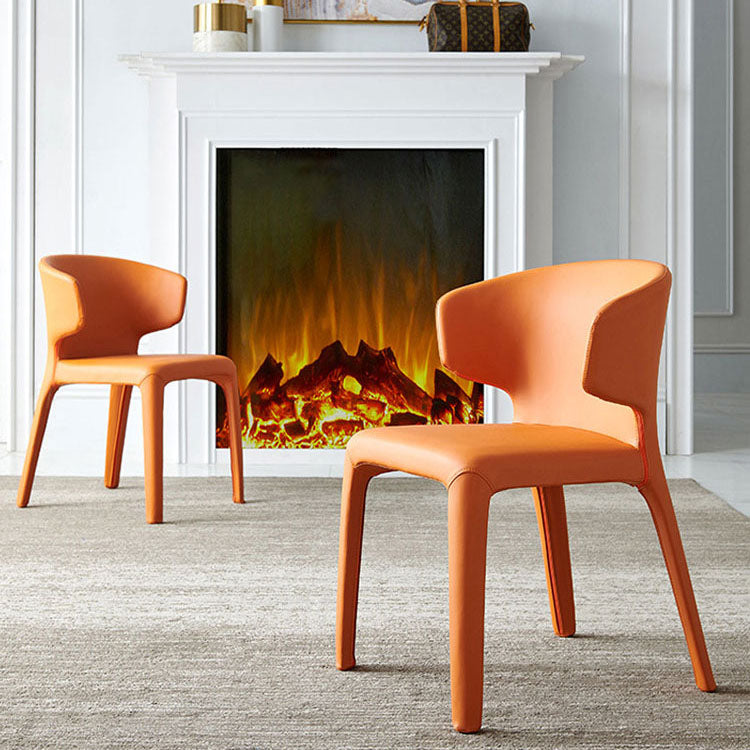 Designer Style Leather Arm Chair Matte Finish Solid Back Single Dining Chair Clearhalo ' kitchen&dining_furn' 'Dining Chairs' 'Dining Tables & Seating' 'dining_chair' 'furn' 'furn_dining_chair' 'Furniture' 'furniture_dining_chair' 'Kitchen & Dining Furniture' 'kitchen' 4118131