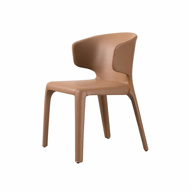 Designer Style Leather Arm Chair Matte Finish Solid Back Single Dining Chair Khaki Clearhalo ' kitchen&dining_furn' 'Dining Chairs' 'Dining Tables & Seating' 'dining_chair' 'furn' 'furn_dining_chair' 'Furniture' 'furniture_dining_chair' 'Kitchen & Dining Furniture' 'kitchen' 4118134