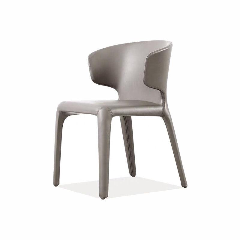 Designer Style Leather Arm Chair Matte Finish Solid Back Single Dining Chair Grey Clearhalo ' kitchen&dining_furn' 'Dining Chairs' 'Dining Tables & Seating' 'dining_chair' 'furn' 'furn_dining_chair' 'Furniture' 'furniture_dining_chair' 'Kitchen & Dining Furniture' 'kitchen' 4118136