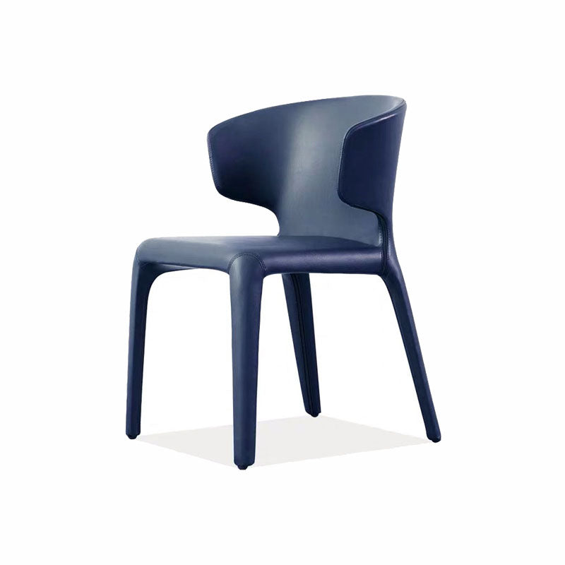 Designer Style Leather Arm Chair Matte Finish Solid Back Single Dining Chair Blue Clearhalo ' kitchen&dining_furn' 'Dining Chairs' 'Dining Tables & Seating' 'dining_chair' 'furn' 'furn_dining_chair' 'Furniture' 'furniture_dining_chair' 'Kitchen & Dining Furniture' 'kitchen' 4118138
