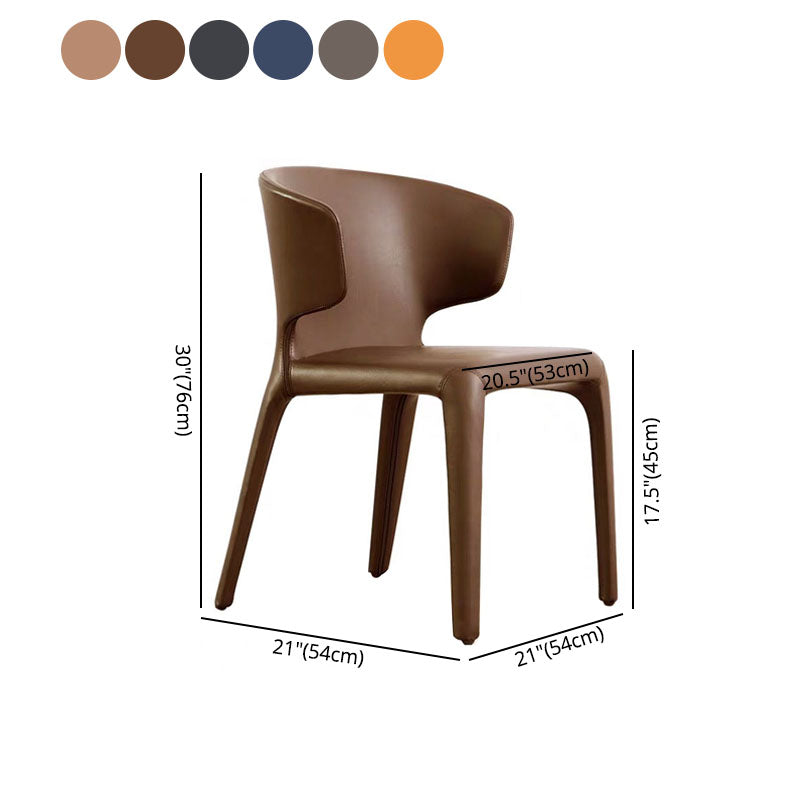 Designer Style Leather Arm Chair Matte Finish Solid Back Single Dining Chair Clearhalo ' kitchen&dining_furn' 'Dining Chairs' 'Dining Tables & Seating' 'dining_chair' 'furn' 'furn_dining_chair' 'Furniture' 'furniture_dining_chair' 'Kitchen & Dining Furniture' 'kitchen' 4118144