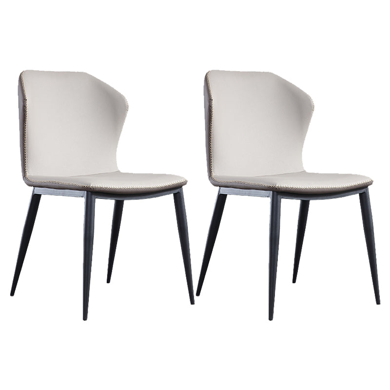 Modern Style Metal Chairs Wingback Side Kitchen Dining Chair (Set of 2) Light Gray Clearhalo ' kitchen&dining_furn' 'Dining Chairs' 'Dining Tables & Seating' 'dining_chair' 'Furniture' 'furniture_dining_chair' 'Kitchen & Dining Furniture' 'kitchen' 4118161