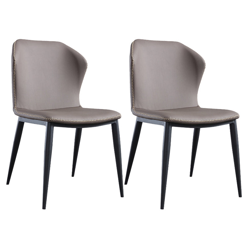 Modern Style Metal Chairs Wingback Side Kitchen Dining Chair (Set of 2) Grey Clearhalo ' kitchen&dining_furn' 'Dining Chairs' 'Dining Tables & Seating' 'dining_chair' 'Furniture' 'furniture_dining_chair' 'Kitchen & Dining Furniture' 'kitchen' 4118165