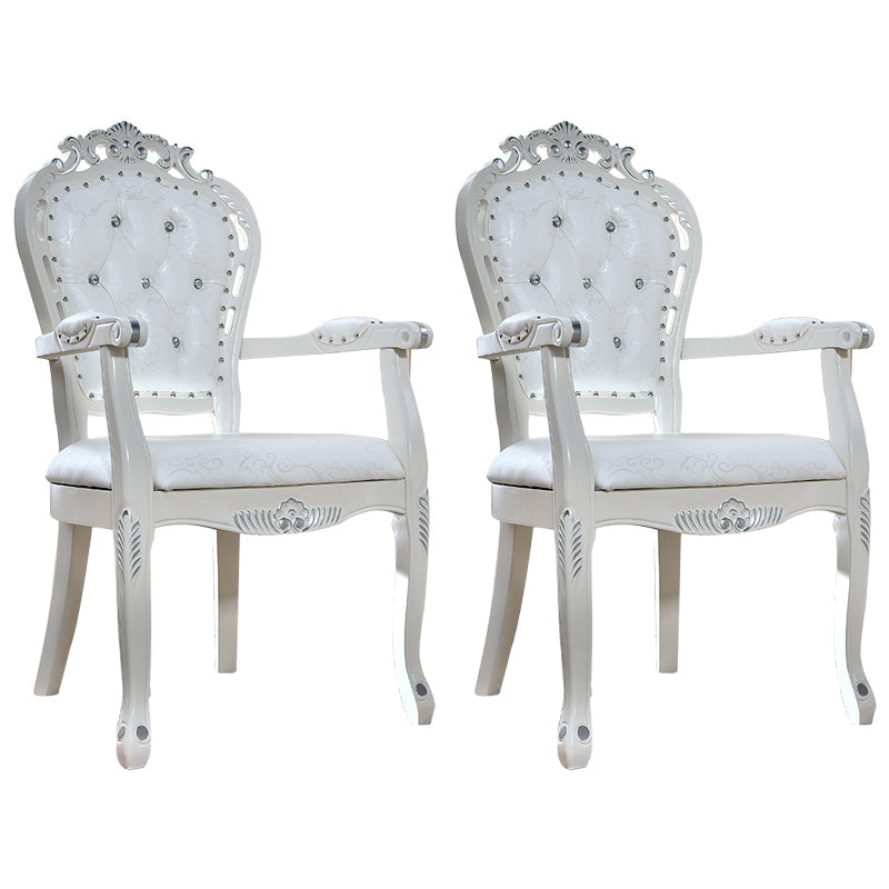 Victorian Upholstered Dining Chair King Louis Back Matte Finish Dining Chair (Set of 2) White Clearhalo ' kitchen&dining_furn' 'Dining Chairs' 'Dining Tables & Seating' 'dining_chair' 'furn' 'furn_dining_chair' 'Furniture' 'furniture_dining_chair' 'Kitchen & Dining Furniture' 'kitchen' 4118175