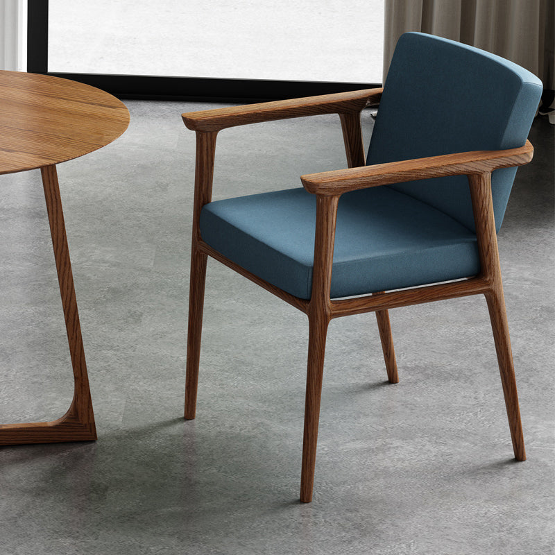 Traditional Style Indoor Arm Chair Solid Back Upholstered Dining Room Chair Ocean Blue 1 Piece Clearhalo ' kitchen&dining_furn' 'Dining Chairs' 'Dining Tables & Seating' 'dining_chair' 'furn' 'furn_dining_chair' 'Furniture' 'furniture_dining_chair' 'Kitchen & Dining Furniture' 'kitchen' 4118188