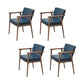 Traditional Style Indoor Arm Chair Solid Back Upholstered Dining Room Chair Dark Blue 4 Piece Set Clearhalo ' kitchen&dining_furn' 'Dining Chairs' 'Dining Tables & Seating' 'dining_chair' 'furn' 'furn_dining_chair' 'Furniture' 'furniture_dining_chair' 'Kitchen & Dining Furniture' 'kitchen' 4118202