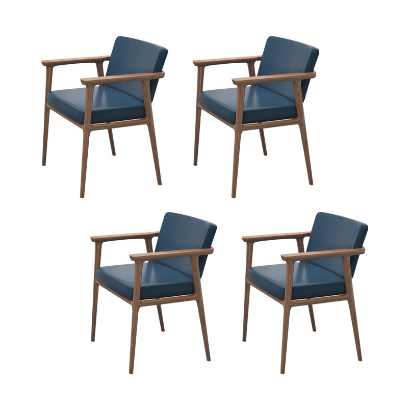 Traditional Style Indoor Arm Chair Solid Back Upholstered Dining Room Chair Dark Blue 4 Piece Set Clearhalo ' kitchen&dining_furn' 'Dining Chairs' 'Dining Tables & Seating' 'dining_chair' 'furn' 'furn_dining_chair' 'Furniture' 'furniture_dining_chair' 'Kitchen & Dining Furniture' 'kitchen' 4118202