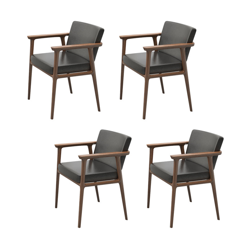 Traditional Style Indoor Arm Chair Solid Back Upholstered Dining Room Chair Dark Gray-Black 4 Piece Set Clearhalo ' kitchen&dining_furn' 'Dining Chairs' 'Dining Tables & Seating' 'dining_chair' 'furn' 'furn_dining_chair' 'Furniture' 'furniture_dining_chair' 'Kitchen & Dining Furniture' 'kitchen' 4118212