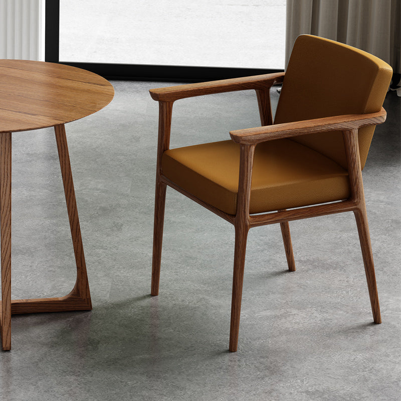 Traditional Style Indoor Arm Chair Solid Back Upholstered Dining Room Chair Brown 1 Piece Clearhalo ' kitchen&dining_furn' 'Dining Chairs' 'Dining Tables & Seating' 'dining_chair' 'furn' 'furn_dining_chair' 'Furniture' 'furniture_dining_chair' 'Kitchen & Dining Furniture' 'kitchen' 4118231