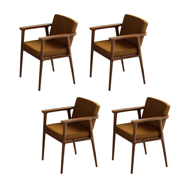 Traditional Style Indoor Arm Chair Solid Back Upholstered Dining Room Chair Brown 4 Piece Set Clearhalo ' kitchen&dining_furn' 'Dining Chairs' 'Dining Tables & Seating' 'dining_chair' 'furn' 'furn_dining_chair' 'Furniture' 'furniture_dining_chair' 'Kitchen & Dining Furniture' 'kitchen' 4118233