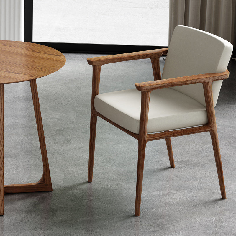 Traditional Style Indoor Arm Chair Solid Back Upholstered Dining Room Chair Off-White 1 Piece Clearhalo ' kitchen&dining_furn' 'Dining Chairs' 'Dining Tables & Seating' 'dining_chair' 'furn' 'furn_dining_chair' 'Furniture' 'furniture_dining_chair' 'Kitchen & Dining Furniture' 'kitchen' 4118234