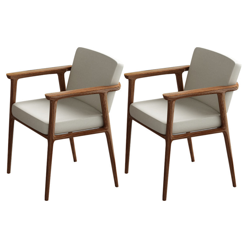 Traditional Style Indoor Arm Chair Solid Back Upholstered Dining Room Chair Off-White 2 Piece Set Clearhalo ' kitchen&dining_furn' 'Dining Chairs' 'Dining Tables & Seating' 'dining_chair' 'furn' 'furn_dining_chair' 'Furniture' 'furniture_dining_chair' 'Kitchen & Dining Furniture' 'kitchen' 4118235