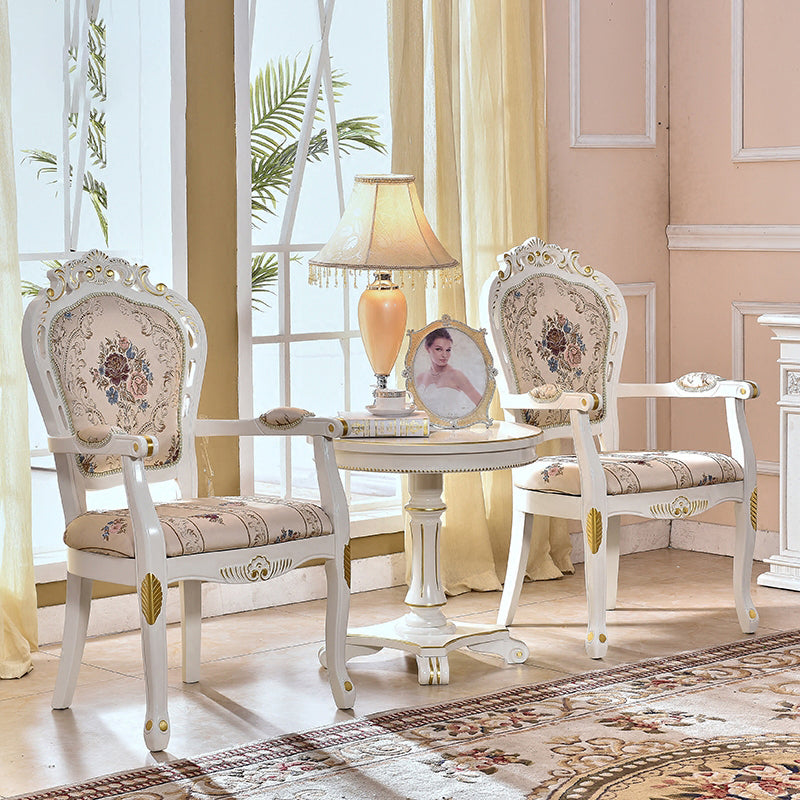 Victorian Fabric Home Arm Chair King Louis Back Matte Finish Dining Chair (Set of 2) Clearhalo ' kitchen&dining_furn' 'Dining Chairs' 'Dining Tables & Seating' 'dining_chair' 'furn' 'furn_dining_chair' 'Furniture' 'furniture_dining_chair' 'Kitchen & Dining Furniture' 'kitchen' 4118244