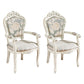Victorian Fabric Home Arm Chair King Louis Back Matte Finish Dining Chair (Set of 2) White-Silver Clearhalo ' kitchen&dining_furn' 'Dining Chairs' 'Dining Tables & Seating' 'dining_chair' 'furn' 'furn_dining_chair' 'Furniture' 'furniture_dining_chair' 'Kitchen & Dining Furniture' 'kitchen' 4118249