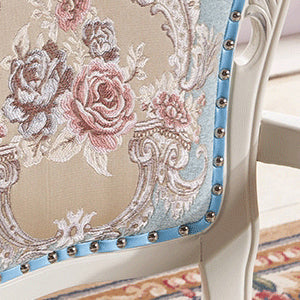 Victorian Fabric Home Arm Chair King Louis Back Matte Finish Dining Chair (Set of 2) Clearhalo ' kitchen&dining_furn' 'Dining Chairs' 'Dining Tables & Seating' 'dining_chair' 'furn' 'furn_dining_chair' 'Furniture' 'furniture_dining_chair' 'Kitchen & Dining Furniture' 'kitchen' 4118252