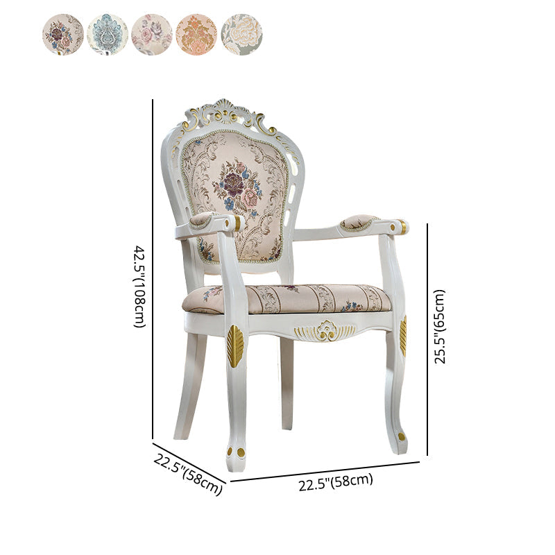 Victorian Fabric Home Arm Chair King Louis Back Matte Finish Dining Chair (Set of 2) Clearhalo ' kitchen&dining_furn' 'Dining Chairs' 'Dining Tables & Seating' 'dining_chair' 'furn' 'furn_dining_chair' 'Furniture' 'furniture_dining_chair' 'Kitchen & Dining Furniture' 'kitchen' 4118256