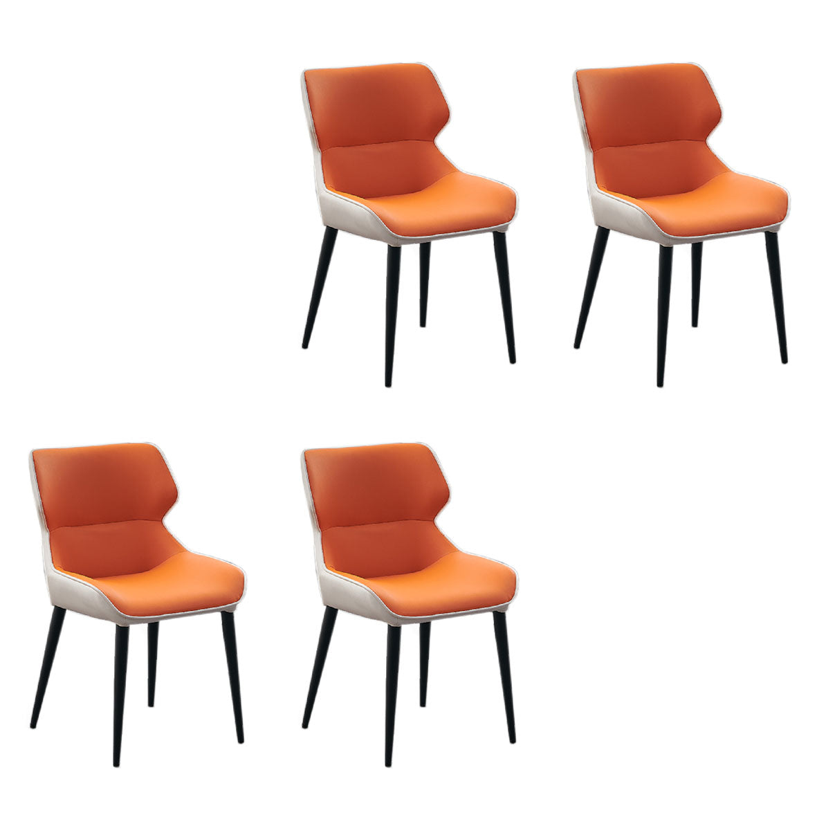 Contemporary Faux Leather Dining Chairs Upholstered Side Arm Chairs for Home Use Orange White 4 Piece Set Clearhalo ' kitchen&dining_furn' 'Dining Chairs' 'Dining Tables & Seating' 'dining_chair' 'furn' 'furn_dining_chair' 'Furniture' 'furniture_dining_chair' 'Kitchen & Dining Furniture' 'kitchen' 4118258