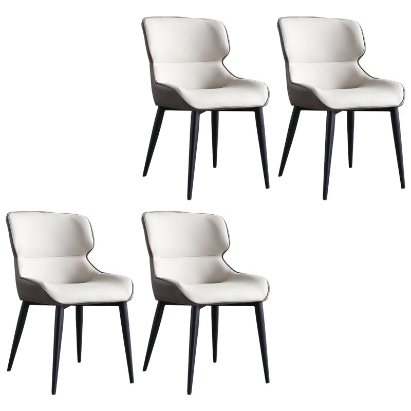 Contemporary Faux Leather Dining Chairs Upholstered Side Arm Chairs for Home Use White-Gray 4 Piece Set Clearhalo ' kitchen&dining_furn' 'Dining Chairs' 'Dining Tables & Seating' 'dining_chair' 'furn' 'furn_dining_chair' 'Furniture' 'furniture_dining_chair' 'Kitchen & Dining Furniture' 'kitchen' 4118263