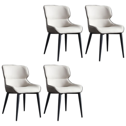 Contemporary Faux Leather Dining Chairs Upholstered Side Arm Chairs for Home Use White-Gray 4 Piece Set Clearhalo ' kitchen&dining_furn' 'Dining Chairs' 'Dining Tables & Seating' 'dining_chair' 'furn' 'furn_dining_chair' 'Furniture' 'furniture_dining_chair' 'Kitchen & Dining Furniture' 'kitchen' 4118263