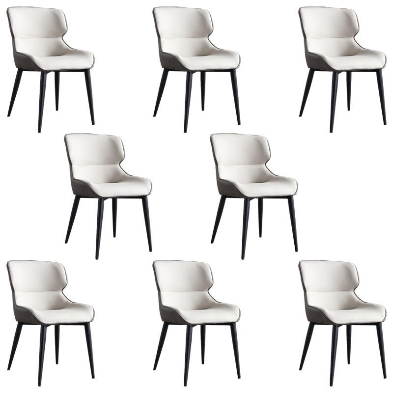 Contemporary Faux Leather Dining Chairs Upholstered Side Arm Chairs for Home Use White-Gray 8 Piece Set Clearhalo ' kitchen&dining_furn' 'Dining Chairs' 'Dining Tables & Seating' 'dining_chair' 'furn' 'furn_dining_chair' 'Furniture' 'furniture_dining_chair' 'Kitchen & Dining Furniture' 'kitchen' 4118265