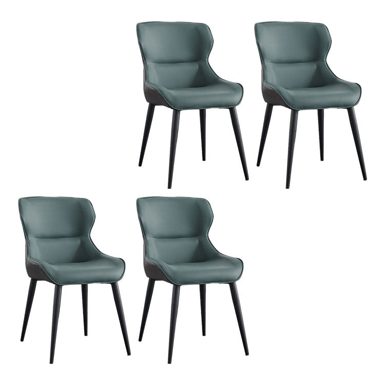 Contemporary Faux Leather Dining Chairs Upholstered Side Arm Chairs for Home Use Peacock Blue 4 Piece Set Clearhalo ' kitchen&dining_furn' 'Dining Chairs' 'Dining Tables & Seating' 'dining_chair' 'furn' 'furn_dining_chair' 'Furniture' 'furniture_dining_chair' 'Kitchen & Dining Furniture' 'kitchen' 4118268