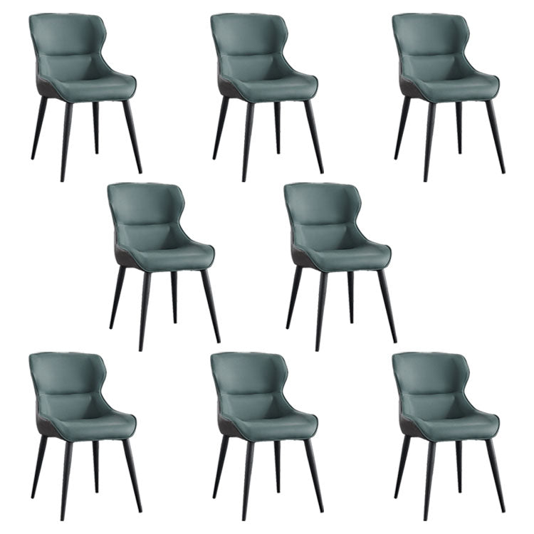 Contemporary Faux Leather Dining Chairs Upholstered Side Arm Chairs for Home Use Peacock Blue 8 Piece Set Clearhalo ' kitchen&dining_furn' 'Dining Chairs' 'Dining Tables & Seating' 'dining_chair' 'furn' 'furn_dining_chair' 'Furniture' 'furniture_dining_chair' 'Kitchen & Dining Furniture' 'kitchen' 4118270