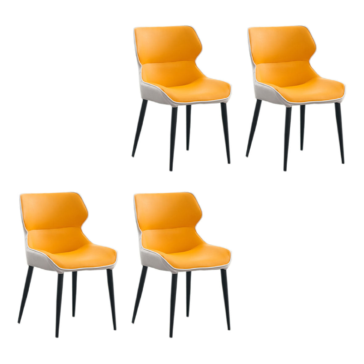 Contemporary Faux Leather Dining Chairs Upholstered Side Arm Chairs for Home Use Yellow White 4 Piece Set Clearhalo ' kitchen&dining_furn' 'Dining Chairs' 'Dining Tables & Seating' 'dining_chair' 'furn' 'furn_dining_chair' 'Furniture' 'furniture_dining_chair' 'Kitchen & Dining Furniture' 'kitchen' 4118275