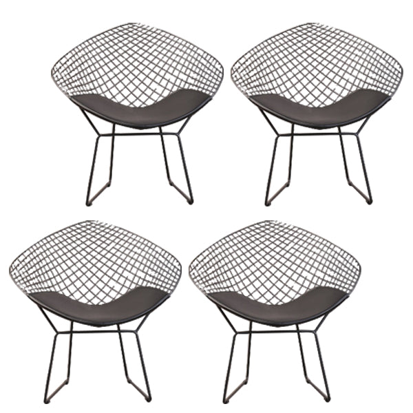 Scandinavian Armless Dining Chairs Upholstered Dining Side Chairs with Metal Legs Black 4 Piece Set Black Clearhalo ' kitchen&dining_furn' 'Dining Chairs' 'Dining Tables & Seating' 'dining_chair' 'furn' 'furn_dining_chair' 'Furniture' 'furniture_dining_chair' 'Kitchen & Dining Furniture' 'kitchen' 4118282