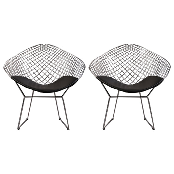 Scandinavian Armless Dining Chairs Upholstered Dining Side Chairs with Metal Legs Black 2 Piece Set Silver Clearhalo ' kitchen&dining_furn' 'Dining Chairs' 'Dining Tables & Seating' 'dining_chair' 'furn' 'furn_dining_chair' 'Furniture' 'furniture_dining_chair' 'Kitchen & Dining Furniture' 'kitchen' 4118292