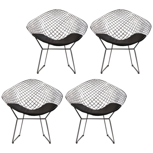 Scandinavian Armless Dining Chairs Upholstered Dining Side Chairs with Metal Legs Black 4 Piece Set Silver Clearhalo ' kitchen&dining_furn' 'Dining Chairs' 'Dining Tables & Seating' 'dining_chair' 'furn' 'furn_dining_chair' 'Furniture' 'furniture_dining_chair' 'Kitchen & Dining Furniture' 'kitchen' 4118295
