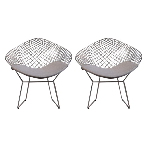 Scandinavian Armless Dining Chairs Upholstered Dining Side Chairs with Metal Legs Grey 2 Piece Set Silver Clearhalo ' kitchen&dining_furn' 'Dining Chairs' 'Dining Tables & Seating' 'dining_chair' 'furn' 'furn_dining_chair' 'Furniture' 'furniture_dining_chair' 'Kitchen & Dining Furniture' 'kitchen' 4118305