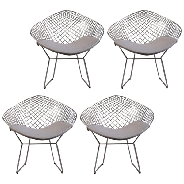 Scandinavian Armless Dining Chairs Upholstered Dining Side Chairs with Metal Legs Grey 4 Piece Set Silver Clearhalo ' kitchen&dining_furn' 'Dining Chairs' 'Dining Tables & Seating' 'dining_chair' 'furn' 'furn_dining_chair' 'Furniture' 'furniture_dining_chair' 'Kitchen & Dining Furniture' 'kitchen' 4118307