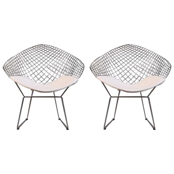 Scandinavian Armless Dining Chairs Upholstered Dining Side Chairs with Metal Legs White 2 Piece Set Silver Clearhalo ' kitchen&dining_furn' 'Dining Chairs' 'Dining Tables & Seating' 'dining_chair' 'furn' 'furn_dining_chair' 'Furniture' 'furniture_dining_chair' 'Kitchen & Dining Furniture' 'kitchen' 4118309
