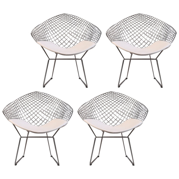 Scandinavian Armless Dining Chairs Upholstered Dining Side Chairs with Metal Legs White 4 Piece Set Silver Clearhalo ' kitchen&dining_furn' 'Dining Chairs' 'Dining Tables & Seating' 'dining_chair' 'furn' 'furn_dining_chair' 'Furniture' 'furniture_dining_chair' 'Kitchen & Dining Furniture' 'kitchen' 4118310