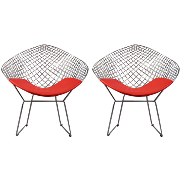 Scandinavian Armless Dining Chairs Upholstered Dining Side Chairs with Metal Legs Red 2 Piece Set Silver Clearhalo ' kitchen&dining_furn' 'Dining Chairs' 'Dining Tables & Seating' 'dining_chair' 'furn' 'furn_dining_chair' 'Furniture' 'furniture_dining_chair' 'Kitchen & Dining Furniture' 'kitchen' 4118312