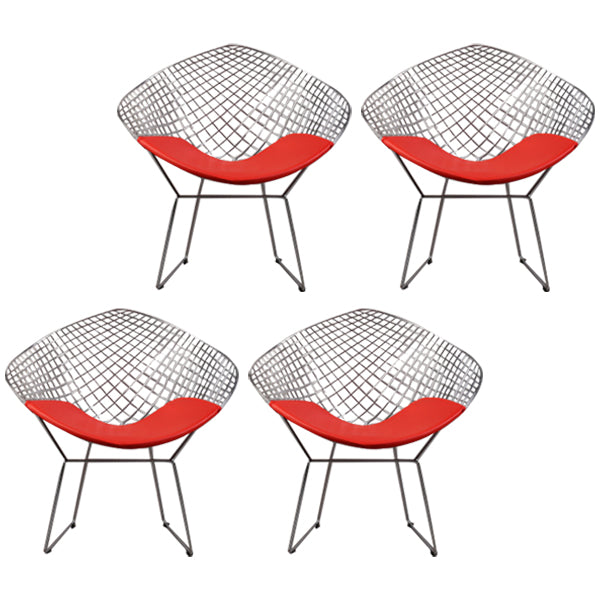 Scandinavian Armless Dining Chairs Upholstered Dining Side Chairs with Metal Legs Red 4 Piece Set Silver Clearhalo ' kitchen&dining_furn' 'Dining Chairs' 'Dining Tables & Seating' 'dining_chair' 'furn' 'furn_dining_chair' 'Furniture' 'furniture_dining_chair' 'Kitchen & Dining Furniture' 'kitchen' 4118313