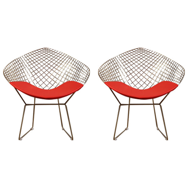 Scandinavian Armless Dining Chairs Upholstered Dining Side Chairs with Metal Legs Red 2 Piece Set Brass Gold Clearhalo ' kitchen&dining_furn' 'Dining Chairs' 'Dining Tables & Seating' 'dining_chair' 'furn' 'furn_dining_chair' 'Furniture' 'furniture_dining_chair' 'Kitchen & Dining Furniture' 'kitchen' 4118315