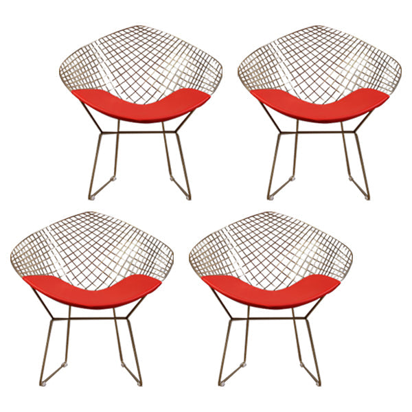 Scandinavian Armless Dining Chairs Upholstered Dining Side Chairs with Metal Legs Red 4 Piece Set Brass Gold Clearhalo ' kitchen&dining_furn' 'Dining Chairs' 'Dining Tables & Seating' 'dining_chair' 'furn' 'furn_dining_chair' 'Furniture' 'furniture_dining_chair' 'Kitchen & Dining Furniture' 'kitchen' 4118316