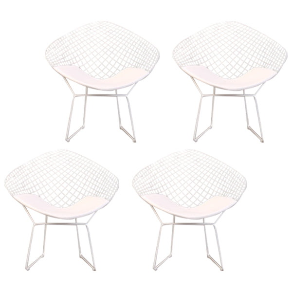 Scandinavian Armless Dining Chairs Upholstered Dining Side Chairs with Metal Legs White 4 Piece Set White Clearhalo ' kitchen&dining_furn' 'Dining Chairs' 'Dining Tables & Seating' 'dining_chair' 'furn' 'furn_dining_chair' 'Furniture' 'furniture_dining_chair' 'Kitchen & Dining Furniture' 'kitchen' 4118322