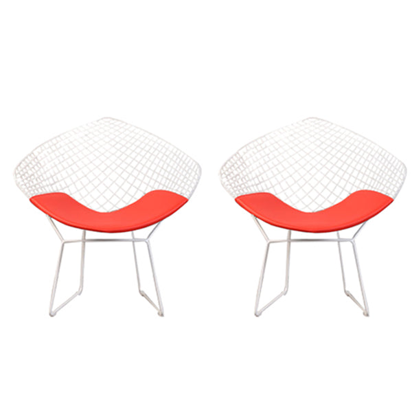 Scandinavian Armless Dining Chairs Upholstered Dining Side Chairs with Metal Legs Red 2 Piece Set White Clearhalo ' kitchen&dining_furn' 'Dining Chairs' 'Dining Tables & Seating' 'dining_chair' 'furn' 'furn_dining_chair' 'Furniture' 'furniture_dining_chair' 'Kitchen & Dining Furniture' 'kitchen' 4118327