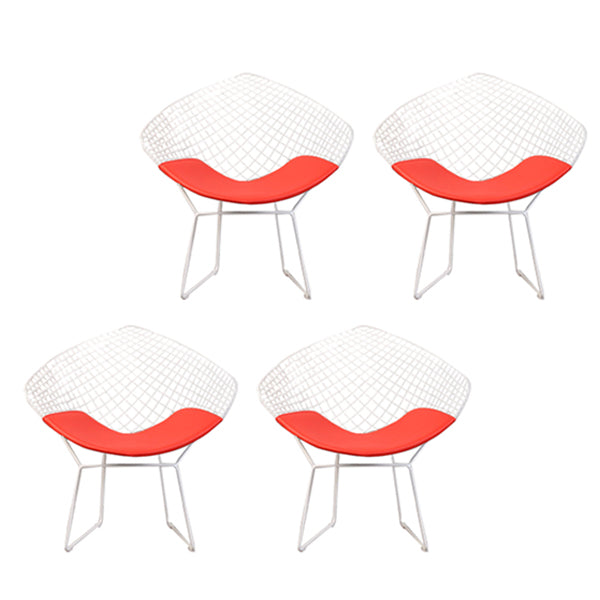 Scandinavian Armless Dining Chairs Upholstered Dining Side Chairs with Metal Legs Red 4 Piece Set White Clearhalo ' kitchen&dining_furn' 'Dining Chairs' 'Dining Tables & Seating' 'dining_chair' 'furn' 'furn_dining_chair' 'Furniture' 'furniture_dining_chair' 'Kitchen & Dining Furniture' 'kitchen' 4118328