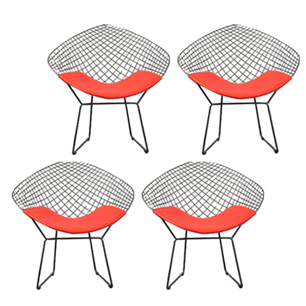 Scandinavian Armless Dining Chairs Upholstered Dining Side Chairs with Metal Legs Red 4 Piece Set Black Clearhalo ' kitchen&dining_furn' 'Dining Chairs' 'Dining Tables & Seating' 'dining_chair' 'furn' 'furn_dining_chair' 'Furniture' 'furniture_dining_chair' 'Kitchen & Dining Furniture' 'kitchen' 4118331